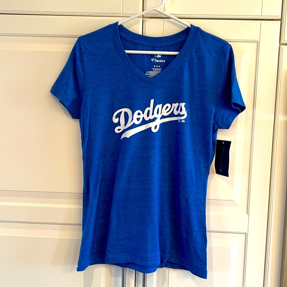 Dodgers blue v neck medium short sleeve t- shirt fanatics